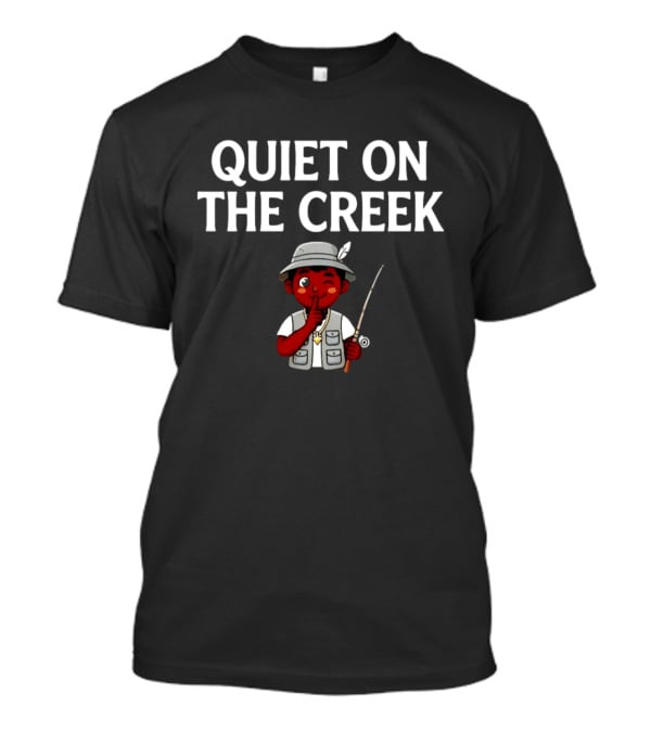 Quiet On The Creek Cartoon Fisherman With Fishing Rod T-Shirt