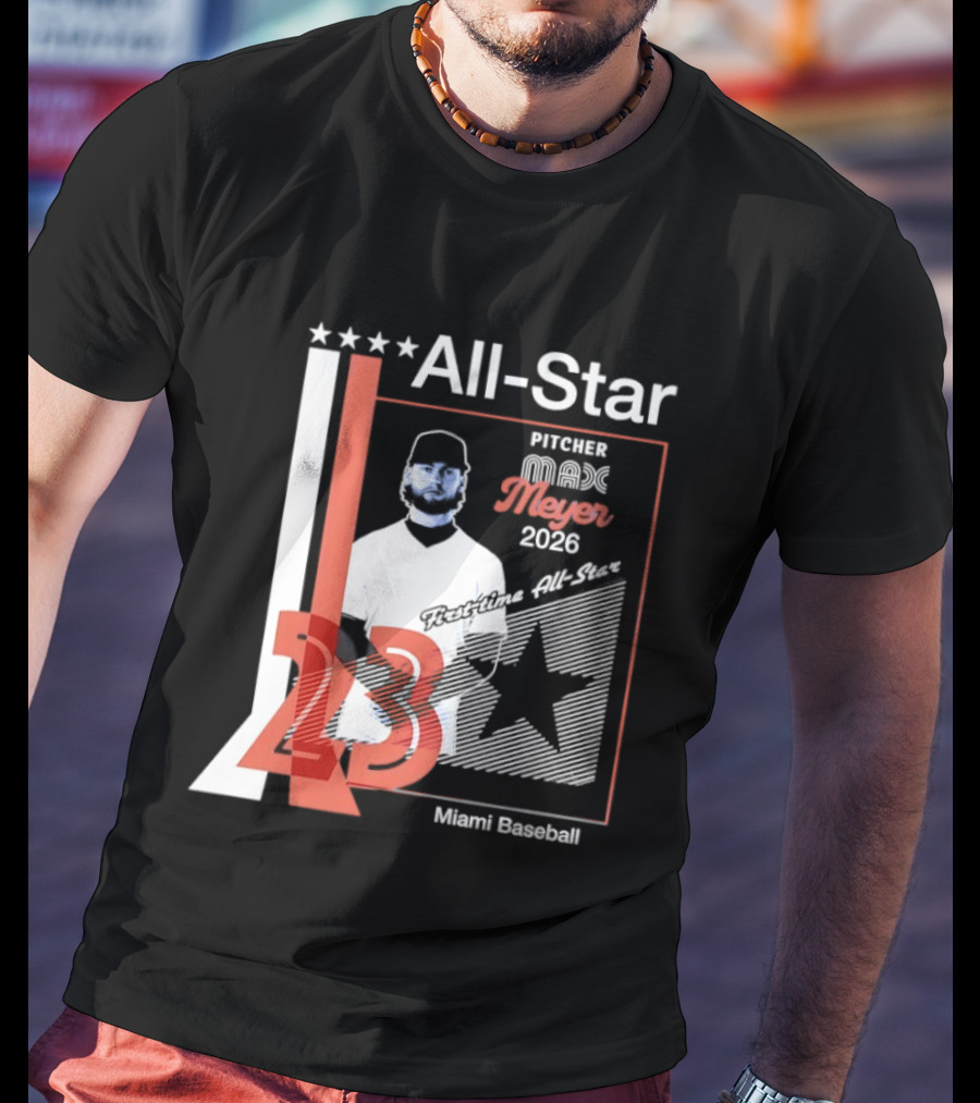 All Star Pitcher Max Meyer 23 Miami Baseball 2026 T-Shirt