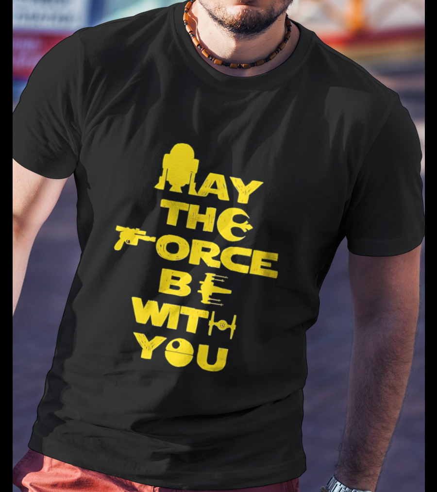 Star Wars May The Force Be With You Droid And Spaceship T-Shirt