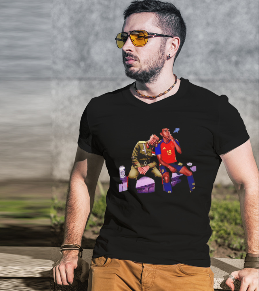 Mbappe And Yamal Drink Beer And Smoking 2026 Meme With Soccer Jerseys T-Shirt