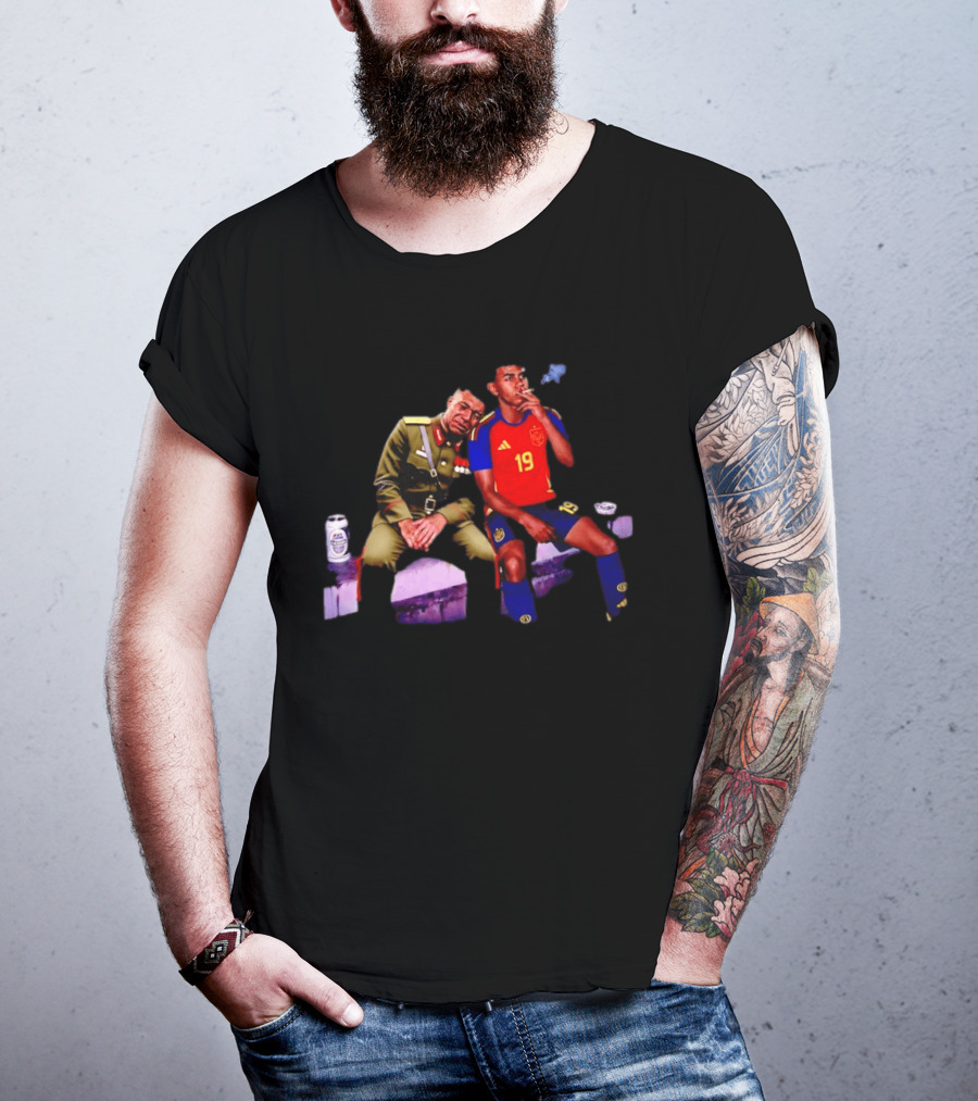 Mbappe And Yamal Drink Beer And Smoking 2026 Meme With Soccer Jerseys T-Shirt