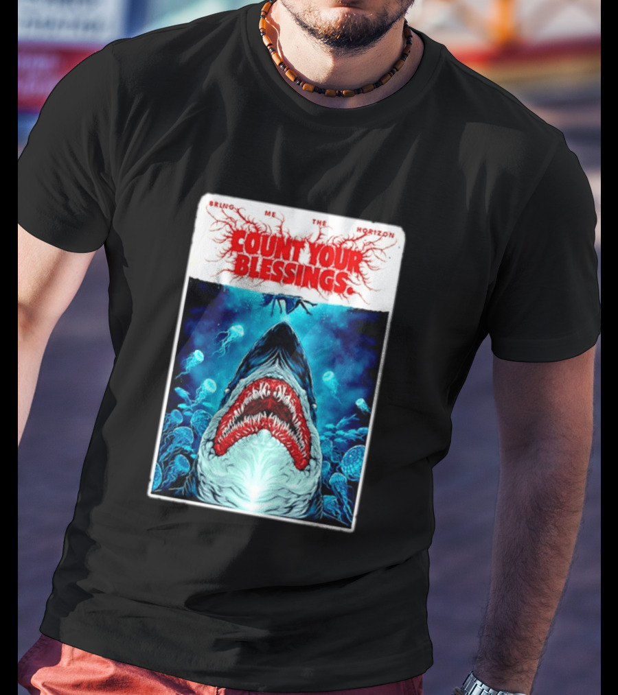 Bring Me The Horizon Count Your Blessings Shark And Jellyfish Ocean Scene T-Shirt