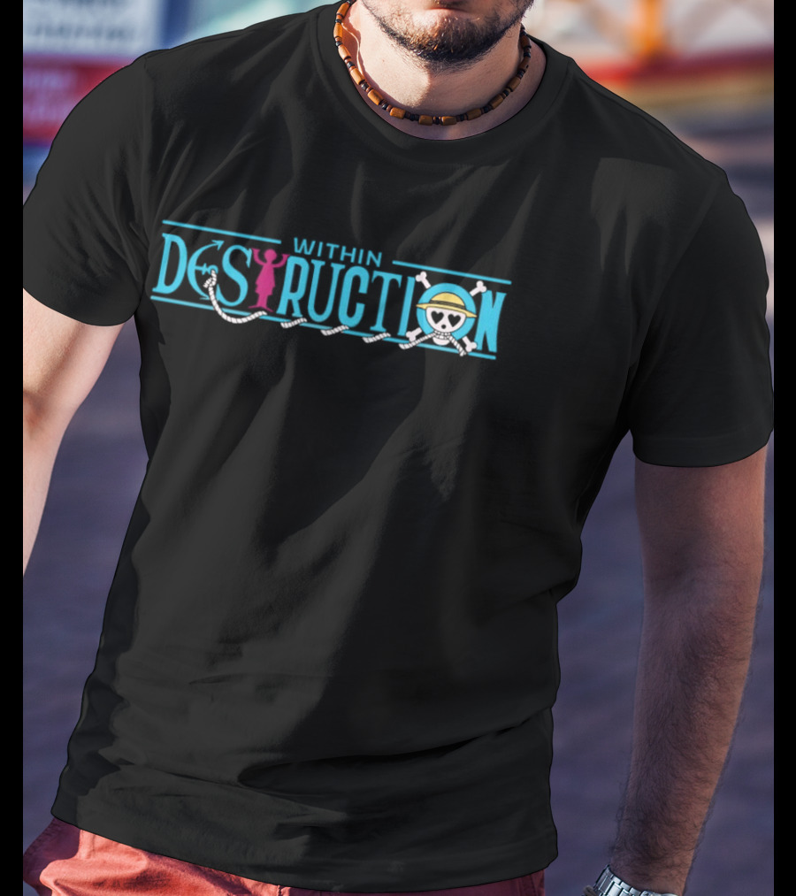One Piece Within Destruction Straw Hat Skull Crossbones T-Shirt