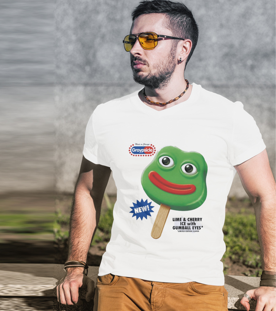 Groypsicle Lime And Cherry Ice With Gumball Eyes Limited Edition Made In Chicago T-Shirt