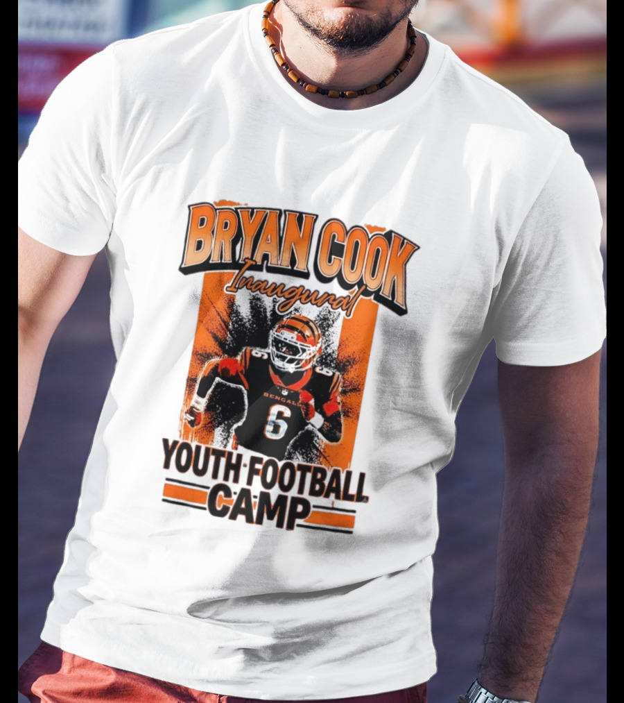 Bryan Cook Inaugural Youth Football Camp Cincinnati Bengals Player Number 6 T-Shirt