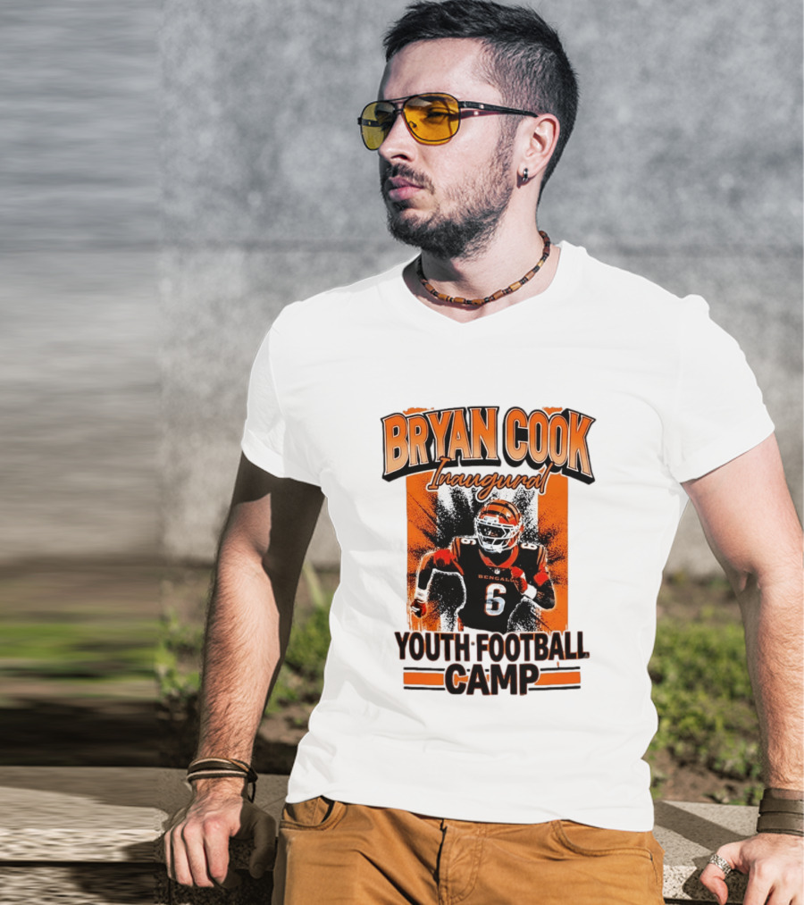 Bryan Cook Inaugural Youth Football Camp Cincinnati Bengals Player Number 6 T-Shirt