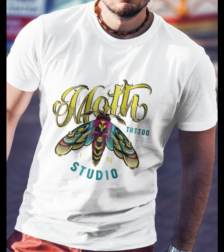 Moth Tattoo Studio 1991 Skull Moth Gothic T-Shirt