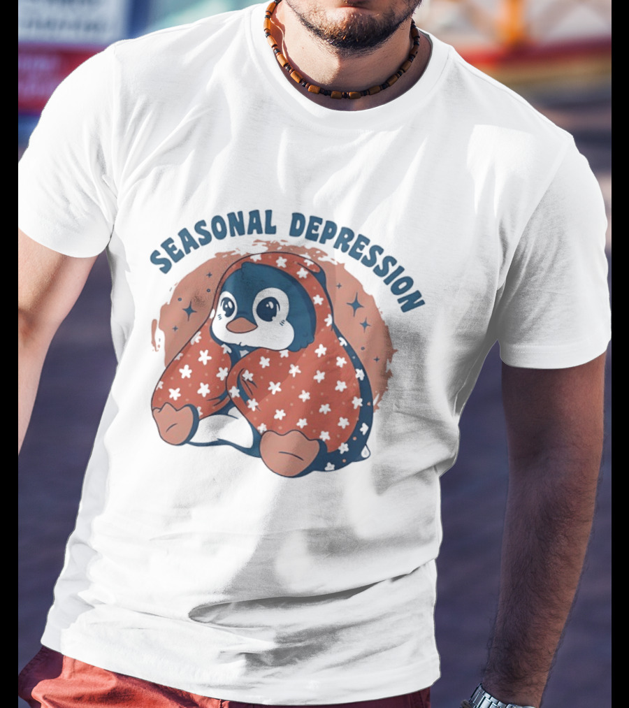 Penguins Seasonal Depression Cute Winter Cozy Starry T-Shirt