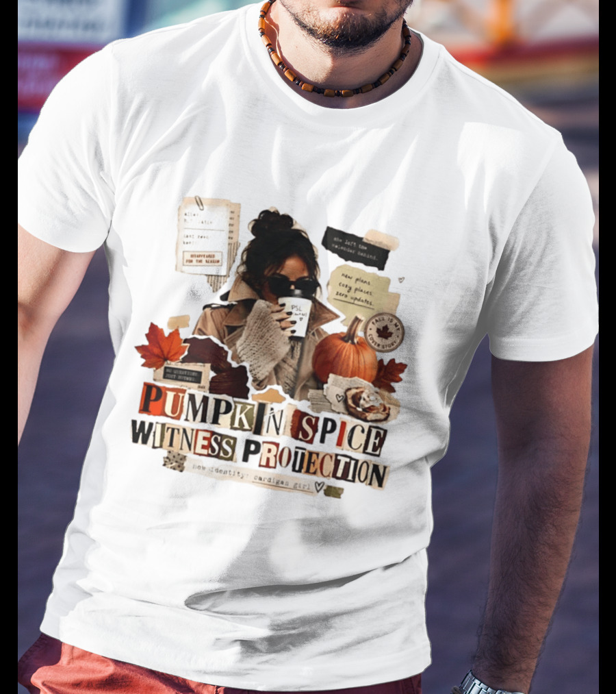 Pumpkin Spice Witness Protection Cozy Autumn Vibes PSL Pumpkin Latte New Plans Cozy Places Cardigan Girl T-Shirt