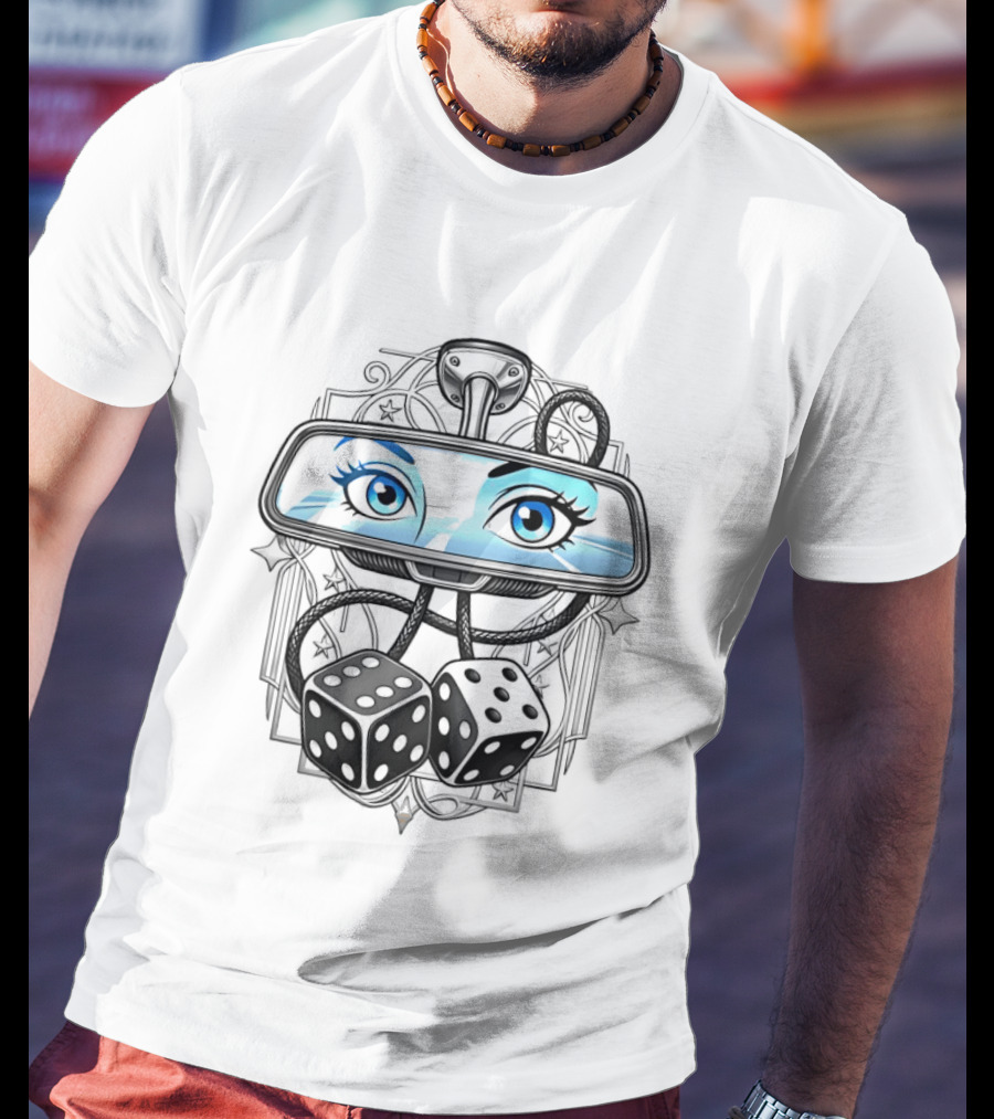 Rearview Mirror Eyes And Hanging Dice Car Accessories T-Shirt