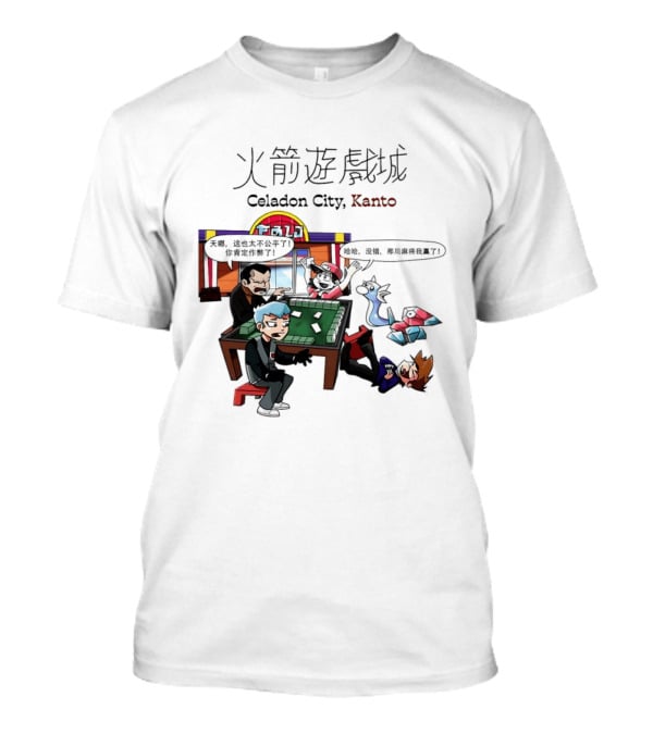 Celadon City Kanto Casino Scene With Iconic Characters T-Shirt