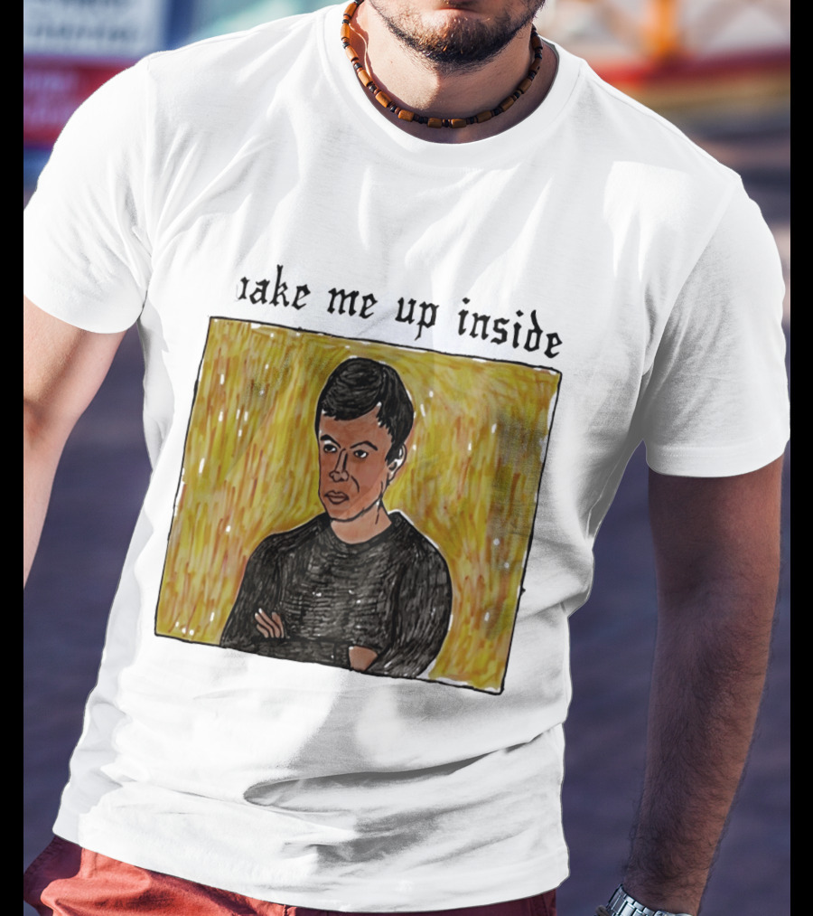 The Rehearsal 2 Wake Me Up Inside Meme Illustration With Contemplative Character On Yellow T-Shirt