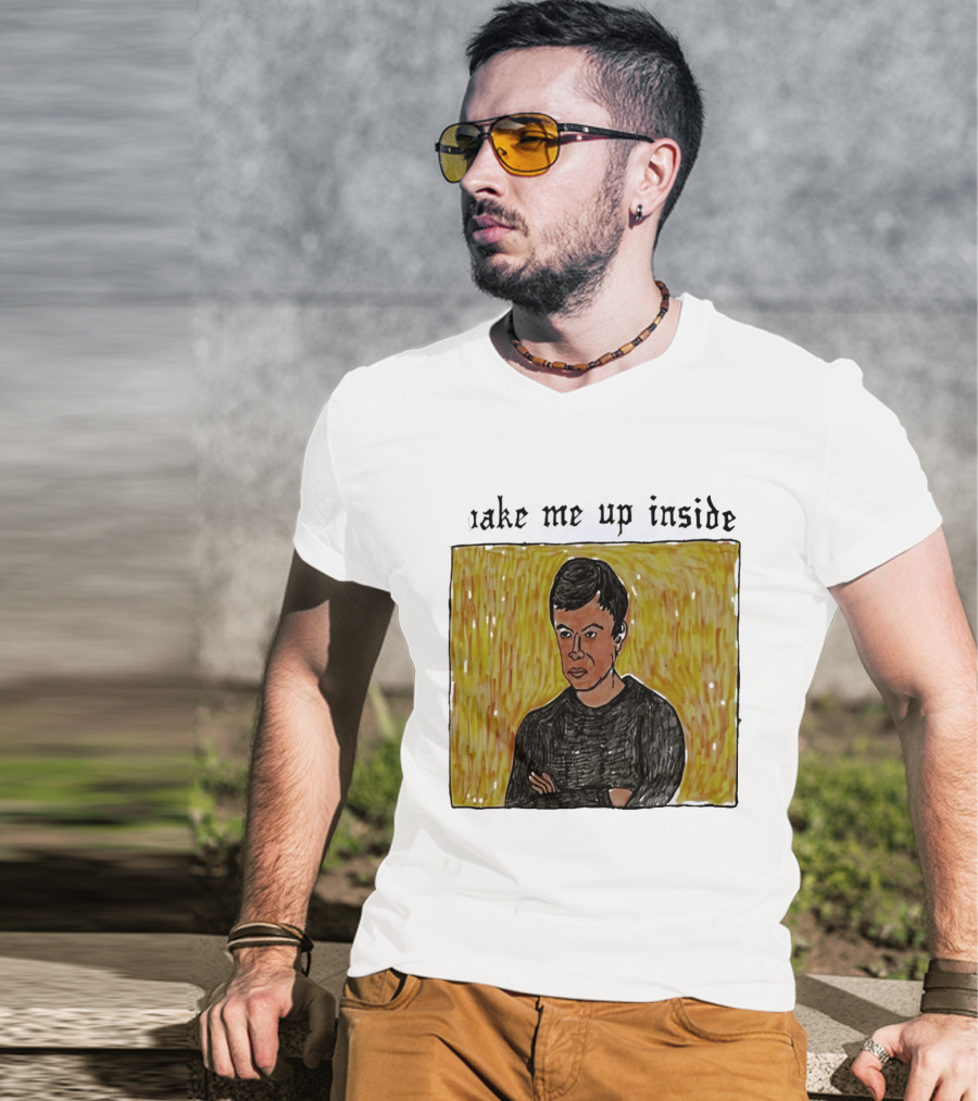 The Rehearsal 2 Wake Me Up Inside Meme Illustration With Contemplative Character On Yellow T-Shirt