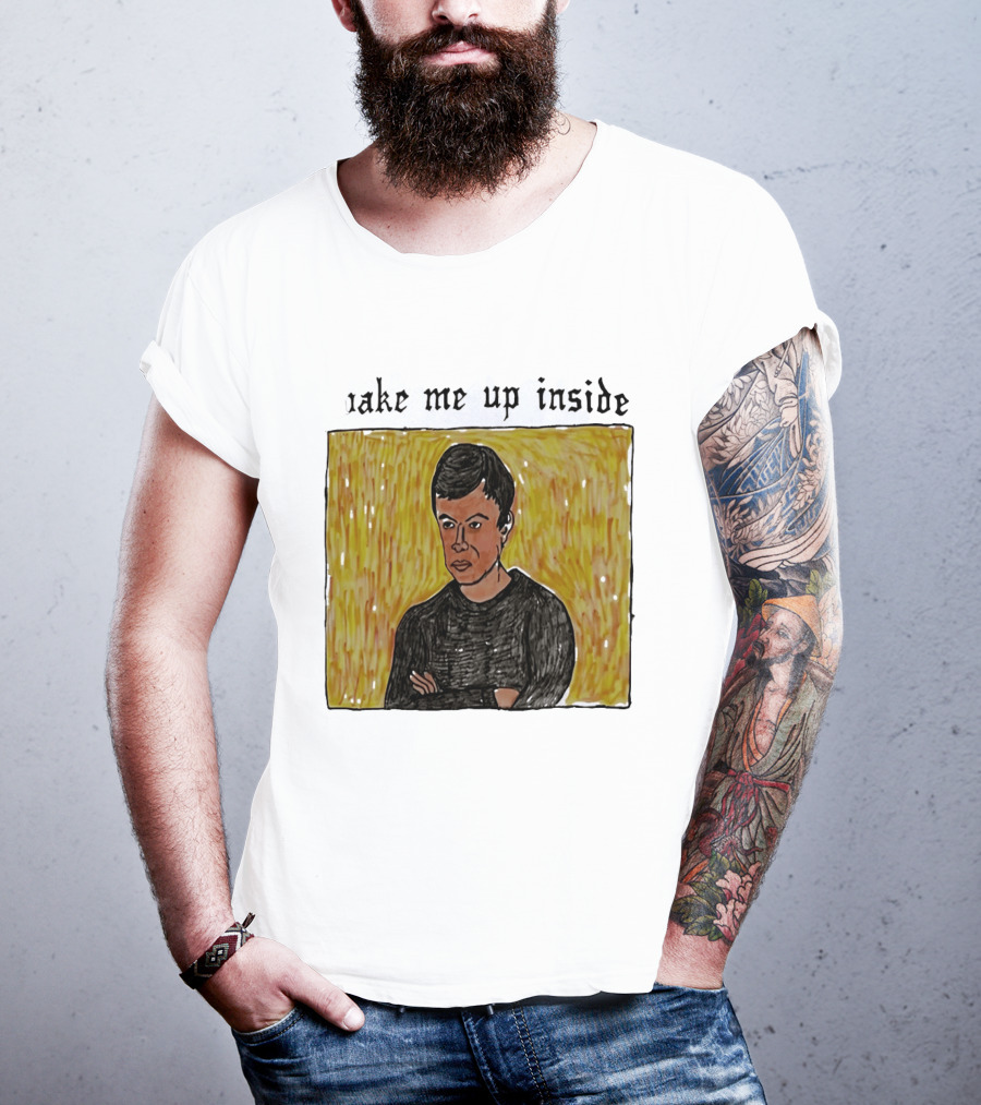 The Rehearsal 2 Wake Me Up Inside Meme Illustration With Contemplative Character On Yellow T-Shirt