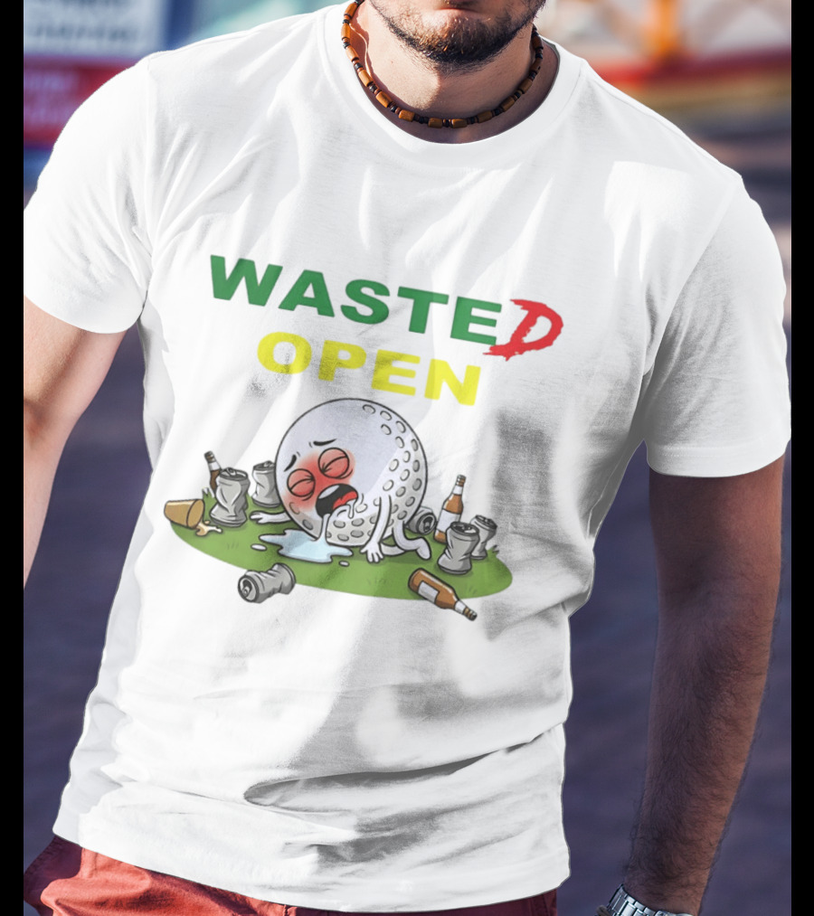 Wasted Open Funny Golf Ball Drinking Party Cans And Bottles T-Shirt