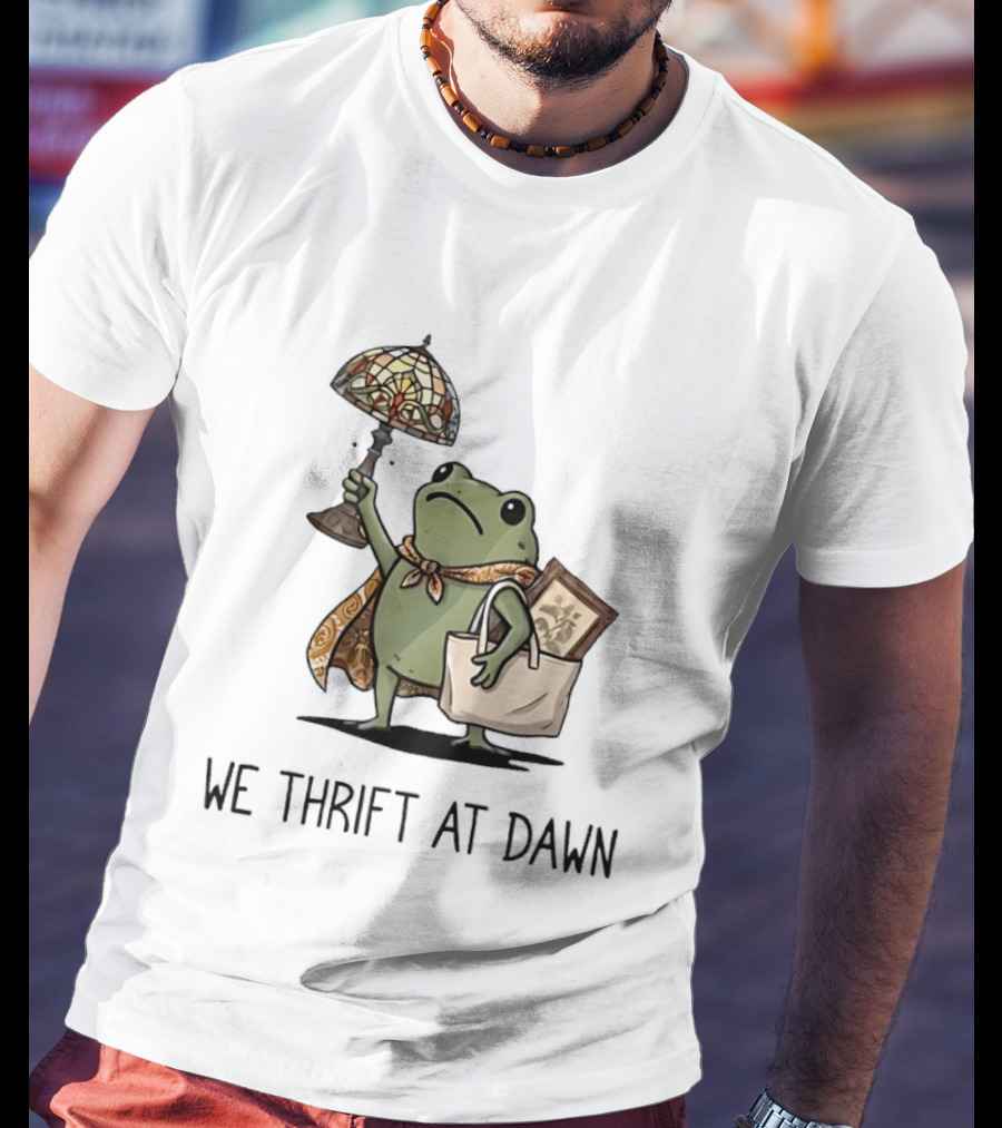 We Thrift At Dawn Frog With Vintage Lamp And T-Shirt