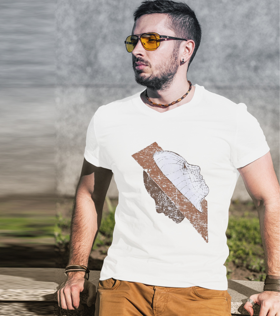Wireframe Human Profile Collage Abstract Geometric Face T-Shirt