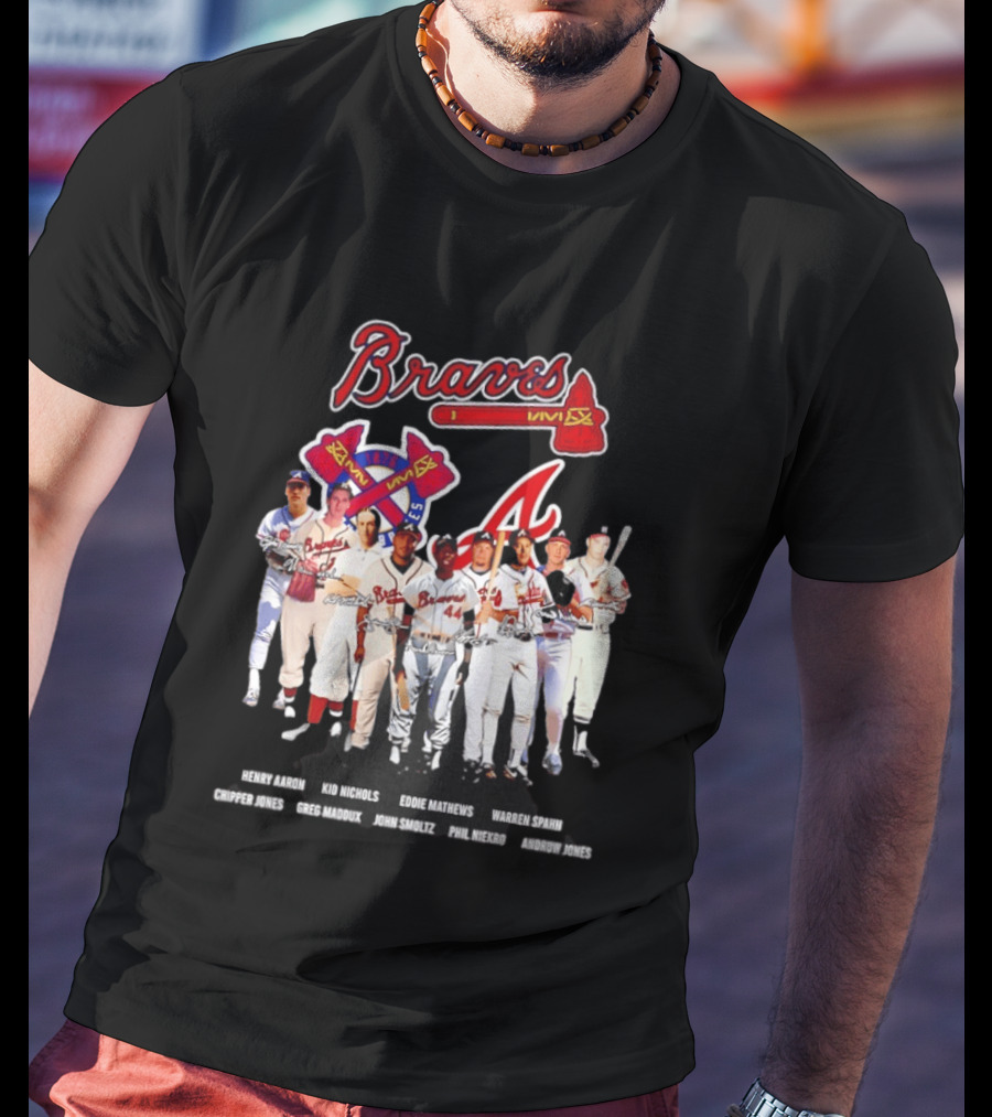 Atlanta Braves Legends Aaron Nichols Mathews Spahn Jones Maddux Smoltz Niekro T-Shirt