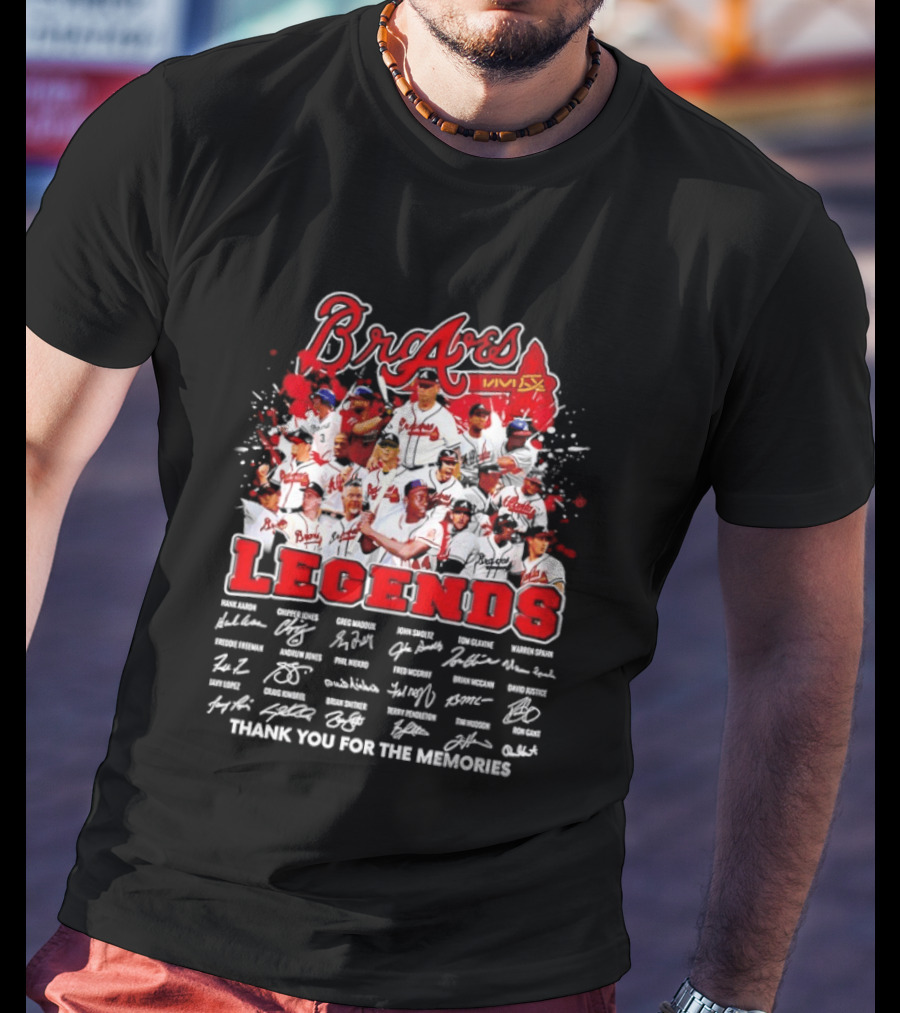 Braves Legends Thank You For The Memories Signatures Collage T-Shirt