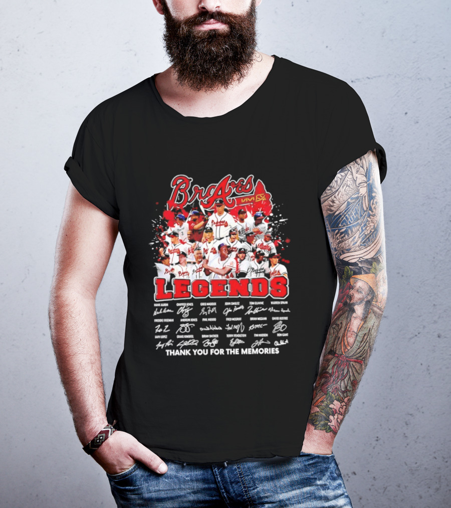Braves Legends Thank You For The Memories Signatures Collage T-Shirt