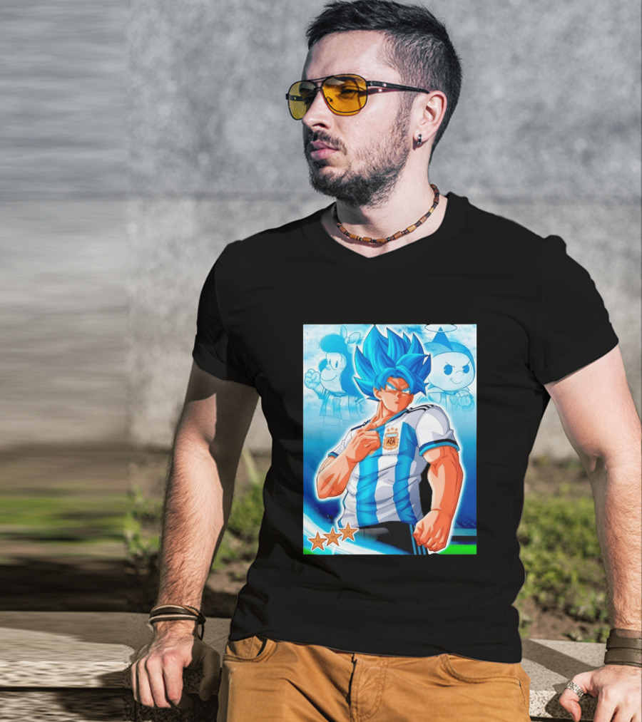 Super Saiyan Goku Dragon Ball Argentina AFA Jersey Victory Stars T-Shirt