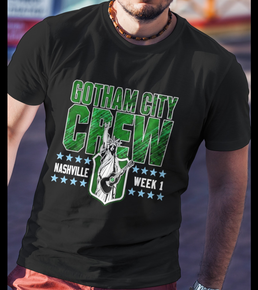 Gotham City Crew Nashville Week 1 Statue Of Liberty Guitar T-Shirt