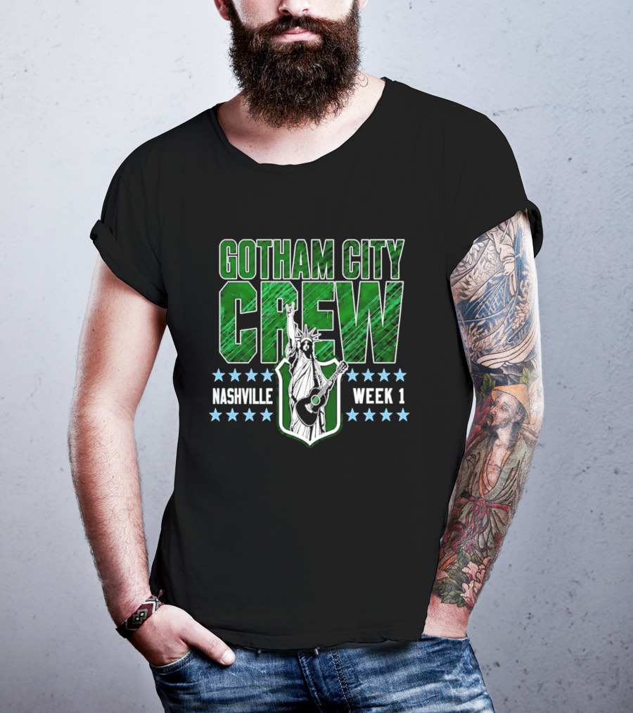Gotham City Crew Nashville Week 1 Statue Of Liberty Guitar T-Shirt