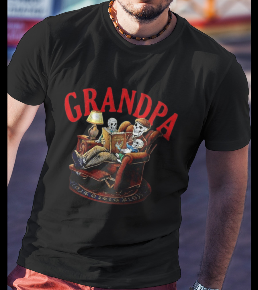 Grandpa Skeleton Reading Adventure With Kids T-Shirt