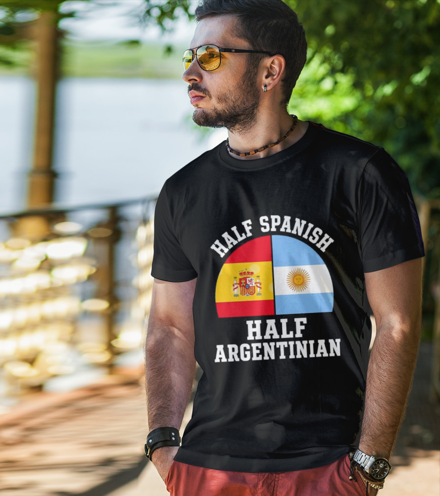 Half Spanish Half Argentinian Flags T-Shirt
