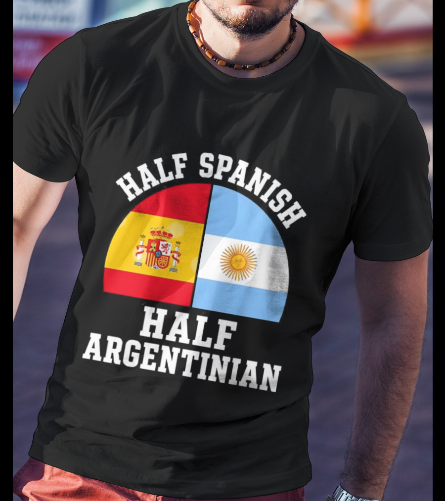 Half Spanish Half Argentinian Flags T-Shirt