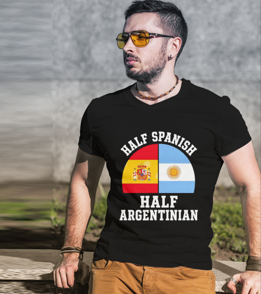 Half Spanish Half Argentinian Flags T-Shirt