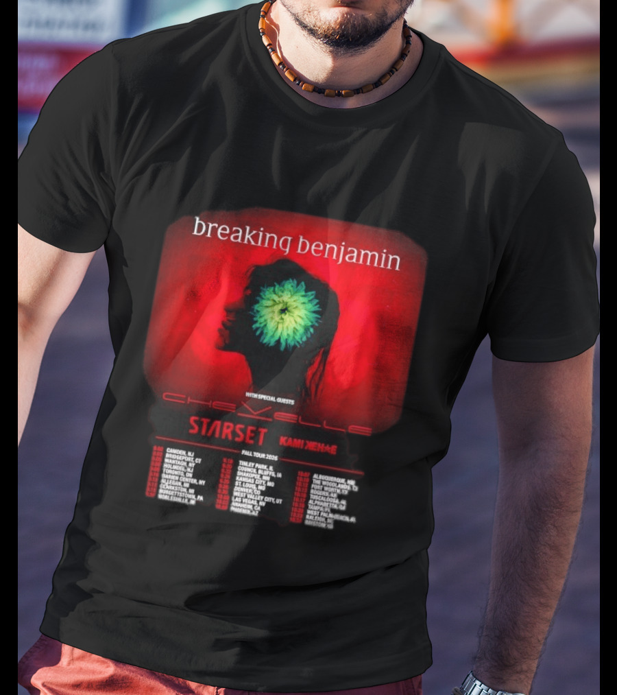 Breaking Benjamin Chevelle Starset Kami Kehe Fall Tour 2026 Dates And Locations T-Shirt