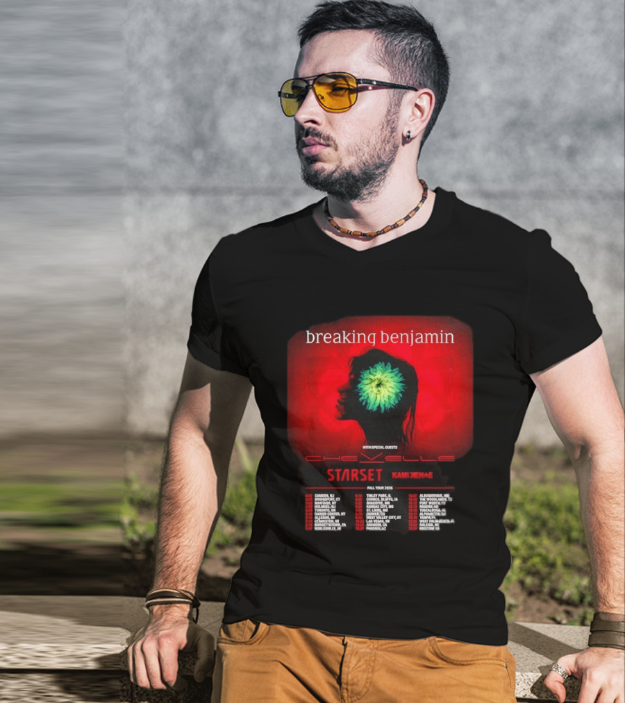 Breaking Benjamin Chevelle Starset Kami Kehe Fall Tour 2026 Dates And Locations T-Shirt
