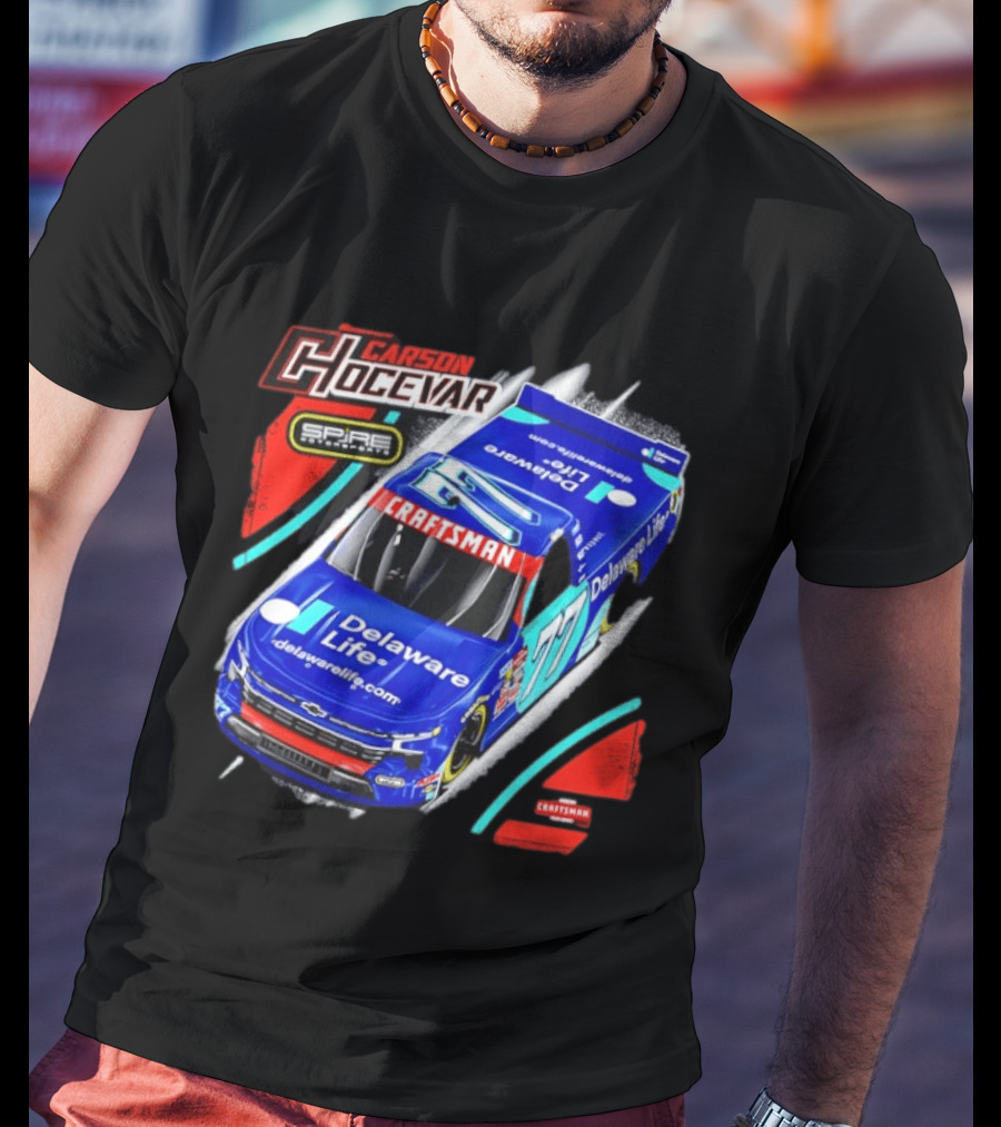 Carson Hocevar Spire Motorsports #77 Delaware Life Craftsman Racing T-Shirt