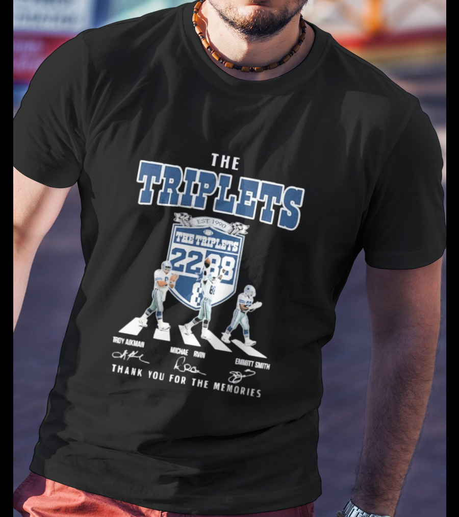 Dallas Cowboys The Triplets 22 88 Thank You For The Memories Signatures T-Shirt