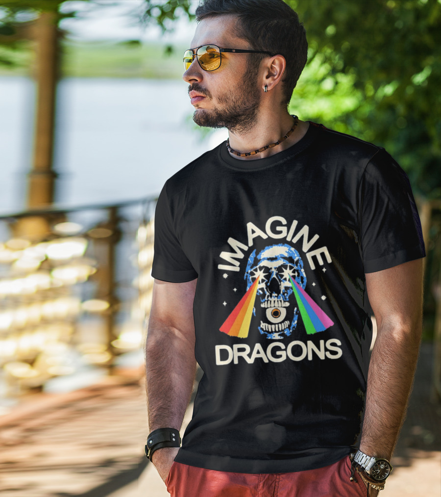 Imagine Dragons Skull Rainbow Eyes Spectrum Vision T-Shirt