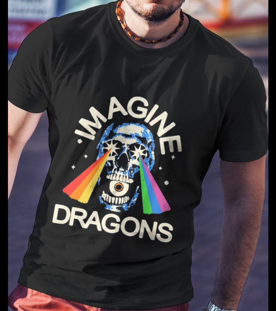 Imagine Dragons Skull Rainbow Eyes Spectrum Vision T-Shirt