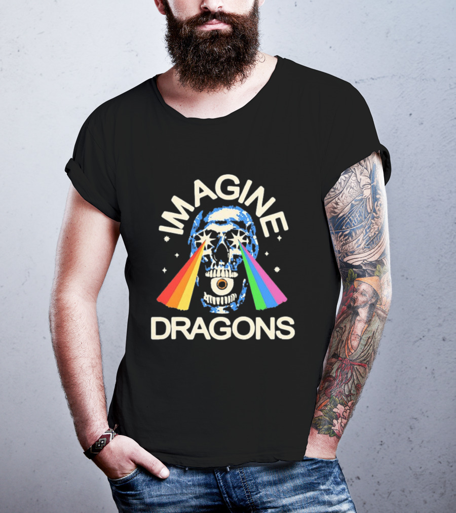 Imagine Dragons Skull Rainbow Eyes Spectrum Vision T-Shirt