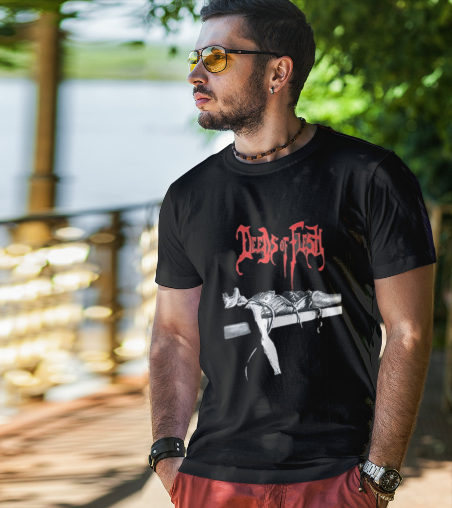 Deeds Of Flesh Trading Pieces The Mortician Stands Over The Body Mind Altered Two Sided T-Shirt