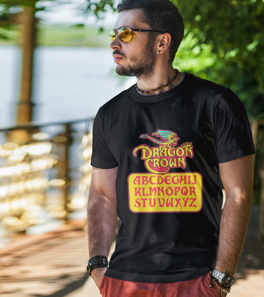 Dragon Crown Alphabet With Colorful Dragon Art And Bold Letters T-Shirt