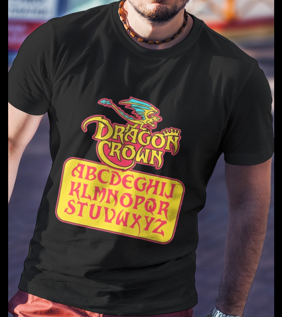Dragon Crown Alphabet With Colorful Dragon Art And Bold Letters T-Shirt