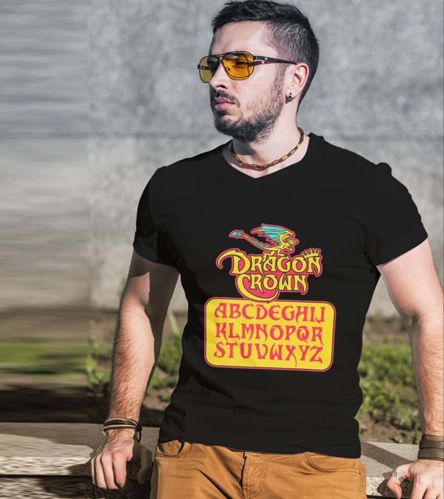 Dragon Crown Alphabet With Colorful Dragon Art And Bold Letters T-Shirt