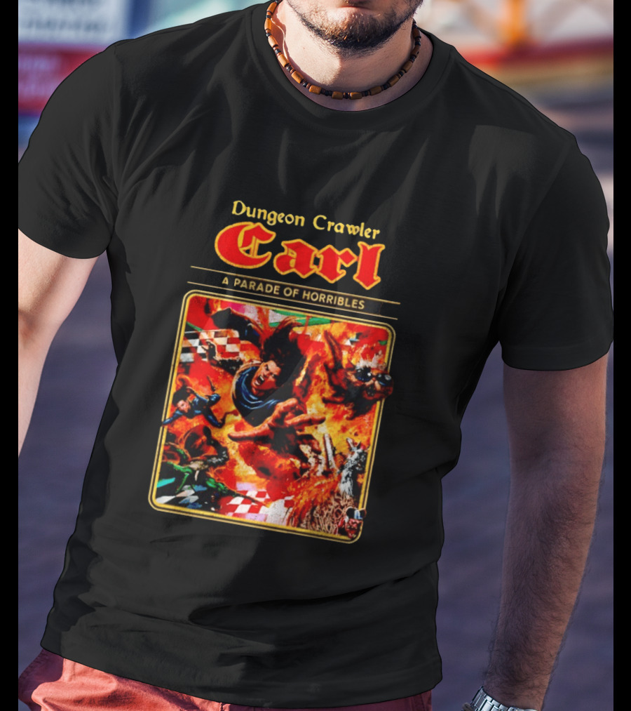 Dungeon Crawler Carl A Parade Of Horribles Fiery Adventure Scene With Characters T-Shirt