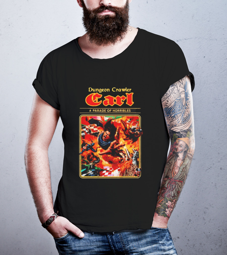 Dungeon Crawler Carl A Parade Of Horribles Fiery Adventure Scene With Characters T-Shirt