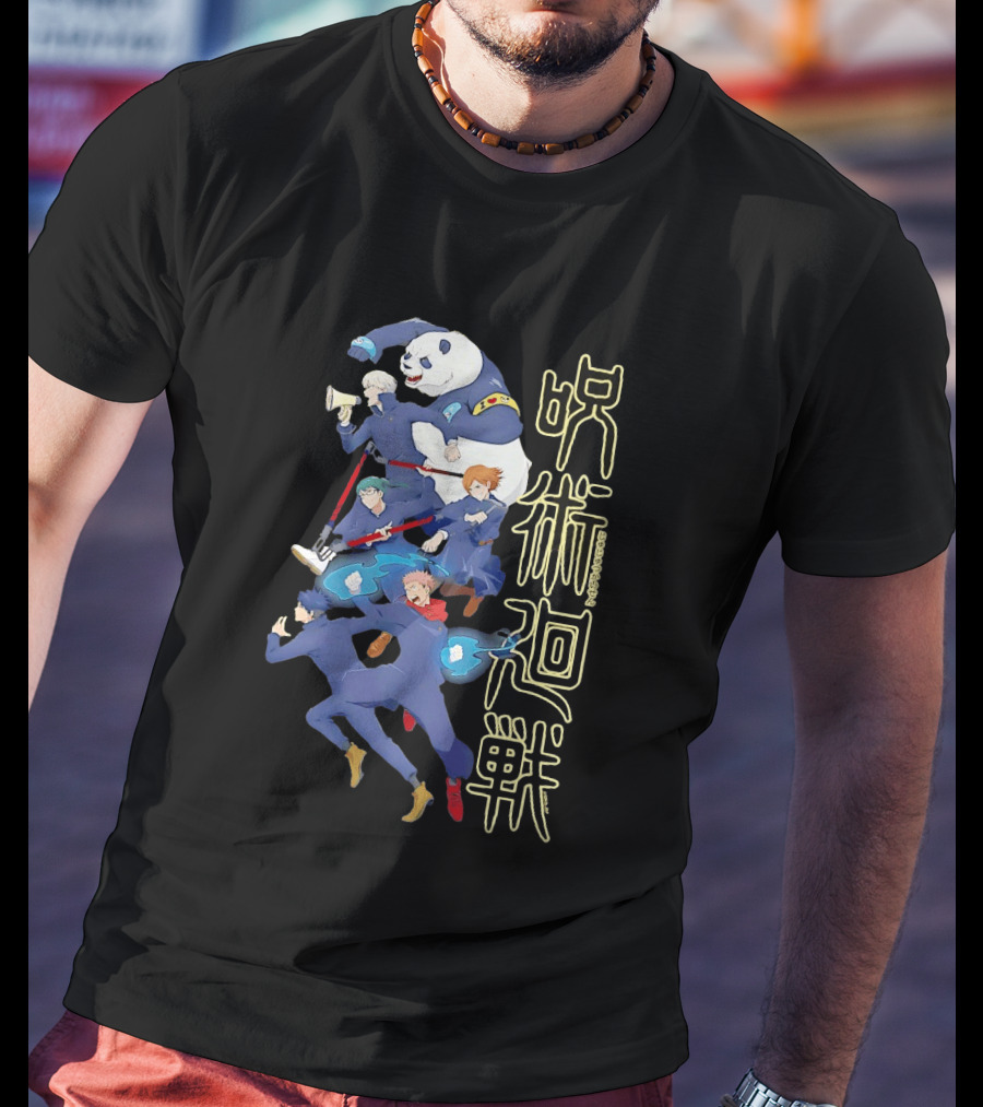 Jujutsu Kaisen Group Yuji Itadori Panda Megumi Fushiguro Nobara Kugisaki Anime Characters T-Shirt