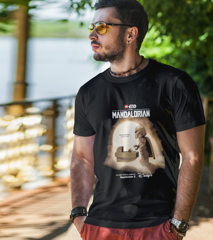 LEGO Star Wars The Mandalorian Some Heroes Just Click Disney Plus September 2026 T-Shirt