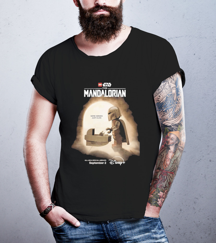 LEGO Star Wars The Mandalorian Some Heroes Just Click Disney Plus September 2026 T-Shirt