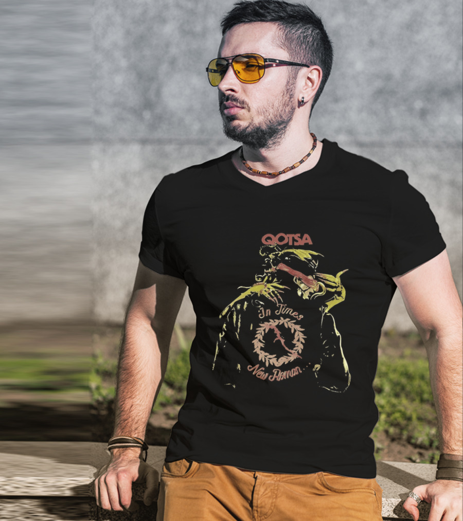 QOTSA In Times New Roman Band Circular Hand Pointer T-Shirt
