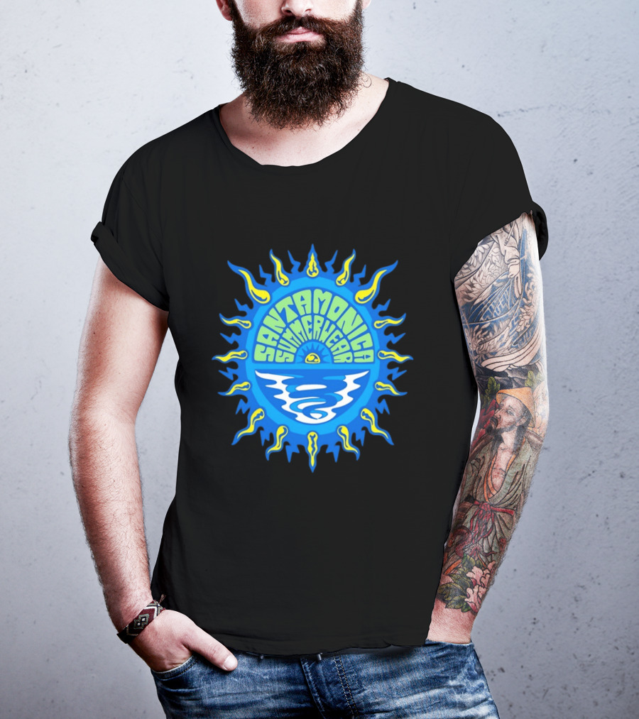 Santa Monica Summerwear Sun And Ocean Beach Radiant Waves T-Shirt