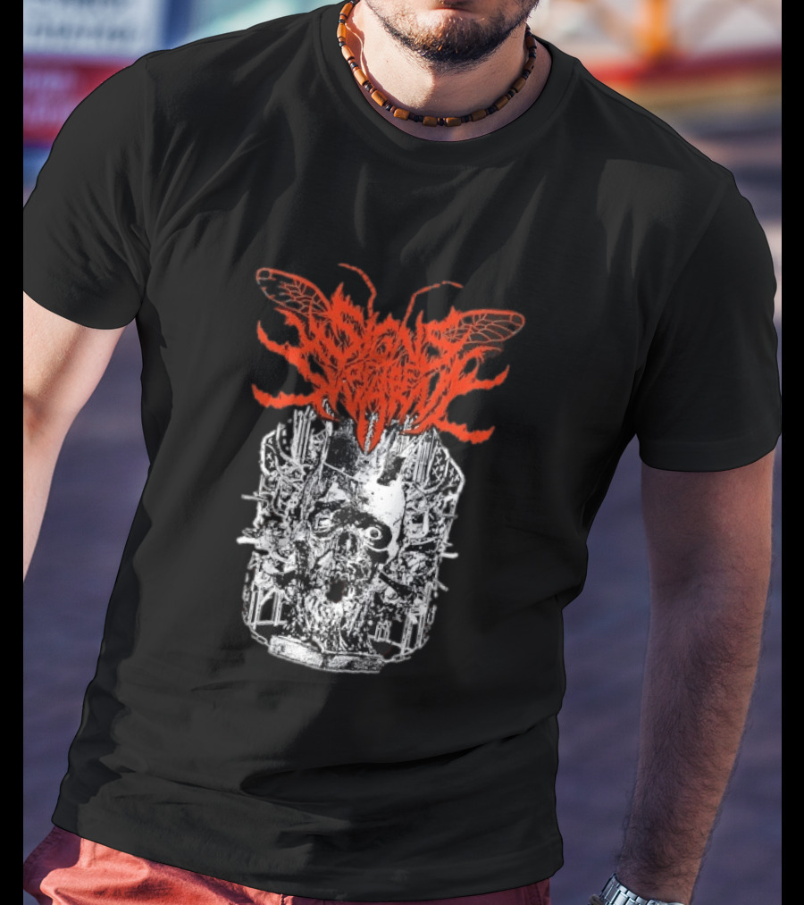 Signs Of The Swarm Skull Deathcore Metal Album Cover T-Shirt